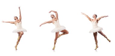 Beyaz bale etekli adam izole edilmiş.