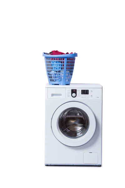 白色背景下隔离的洗衣机 — 图库照片