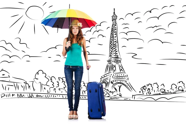 Young woman travelling to Paris — Stock Photo, Image