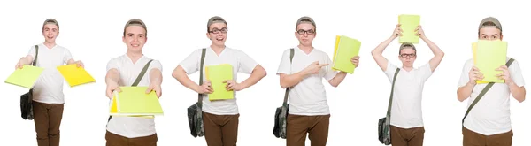 Jovem estudante isolado no fundo branco — Fotografia de Stock