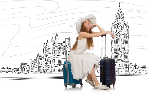 Mladá žena cestuje do Londýna ve Velké Británii — Stock fotografie