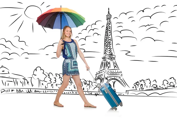 Jeune femme voyageant à Paris — Photo