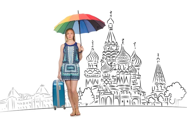 Young girl in concept of tourism to Russia — Stock Photo, Image