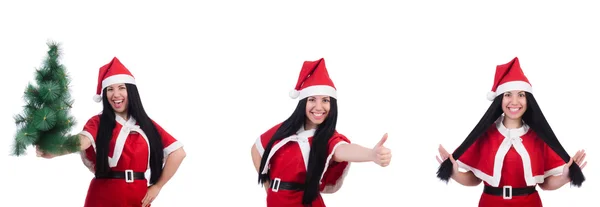 Vrouw santa geïsoleerd op de witte — Stockfoto