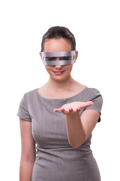 Futurystycznej koncepcji z techno cyber kobieta na białym tle — Zdjęcie stockowe