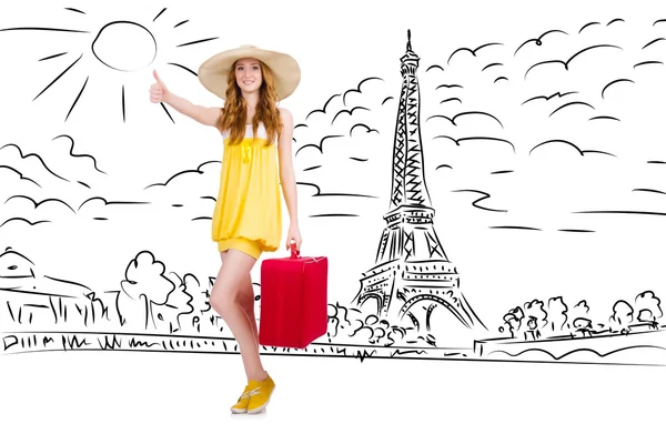 Mujer joven que viaja a París — Foto de Stock