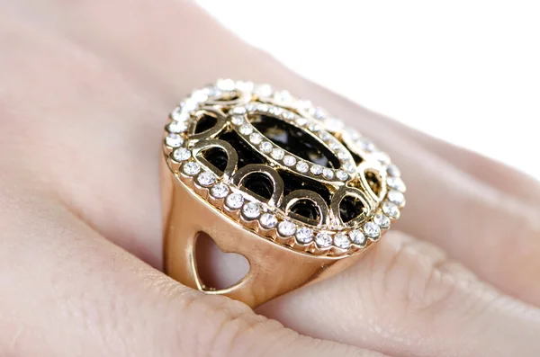 Jewellery ring worn on the finger — Stock Photo, Image