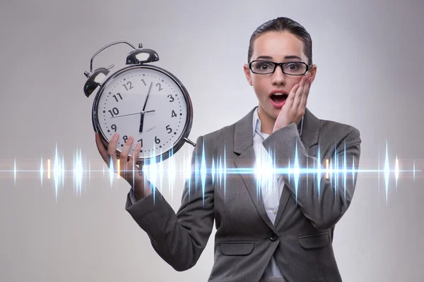 Young businesswoman in tight deadline concept — Stock Photo, Image