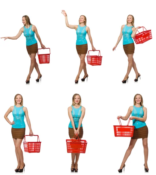 Composite photo of woman with shopping basket — Stock Photo, Image
