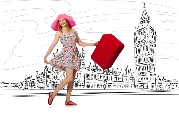 Mujer joven que viaja a Londres en Reino Unido —  Fotos de Stock