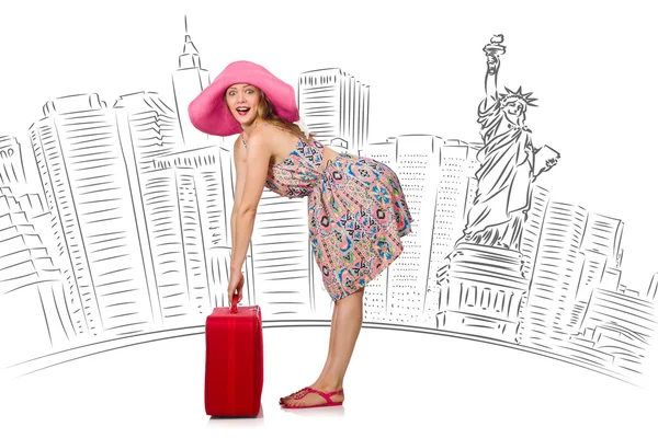 Young woman travelling to USA — Stock Photo, Image