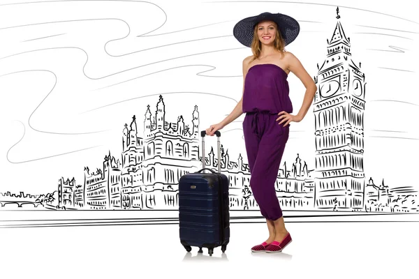 Jonge vrouw reizen naar Londen in het Verenigd Koninkrijk — Stockfoto