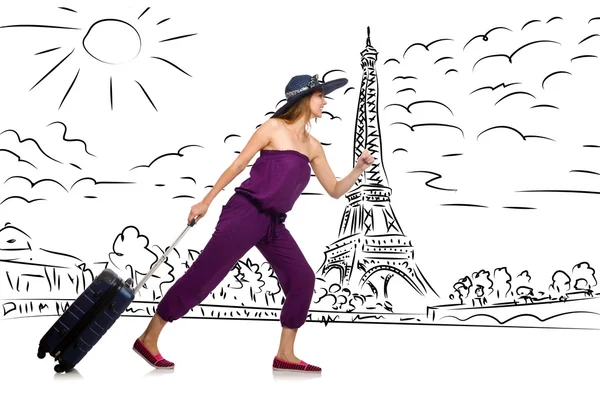 Jovem mulher viajando para Paris — Fotografia de Stock