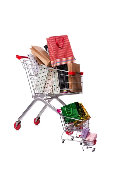 Shopping cart vagn isolerat på den vita bakgrunden — Stockfoto