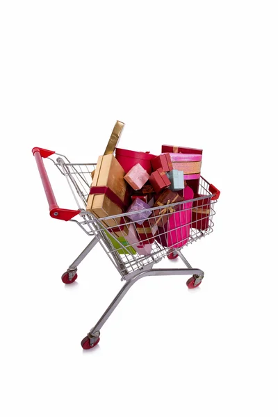 Shopping cart trolley isolated on the white background — Stock Photo, Image