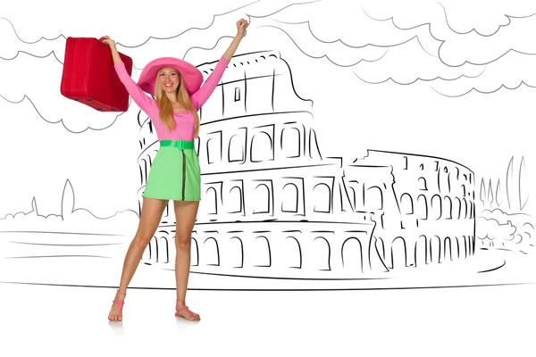 Mujer joven que viaja a Roma en Italia — Foto de Stock