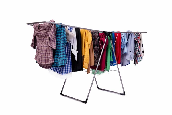 Runtuh clotheshorse terisolasi pada latar belakang putih — Stok Foto