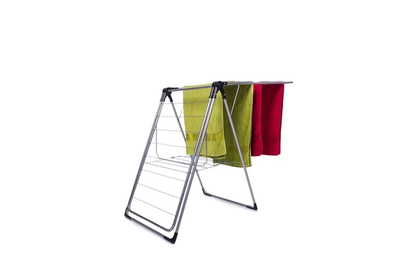 Clotheshorse dobrável isolado no fundo branco — Fotografia de Stock