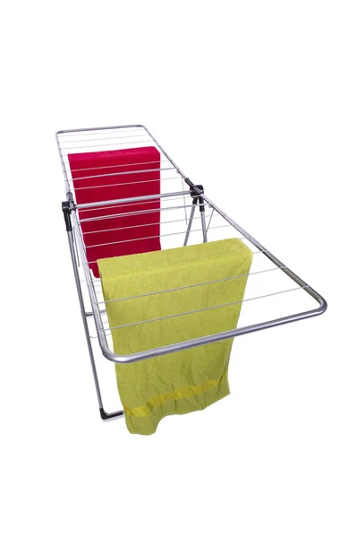 Clotheshorse dobrável isolado no fundo branco — Fotografia de Stock