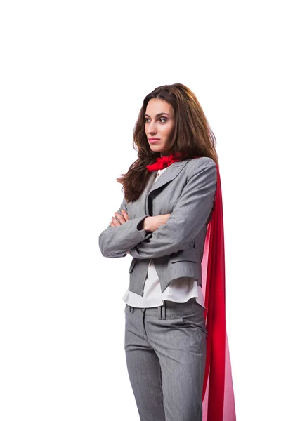 Νέοι superwoman απομονωθεί σε λευκό — Φωτογραφία Αρχείου