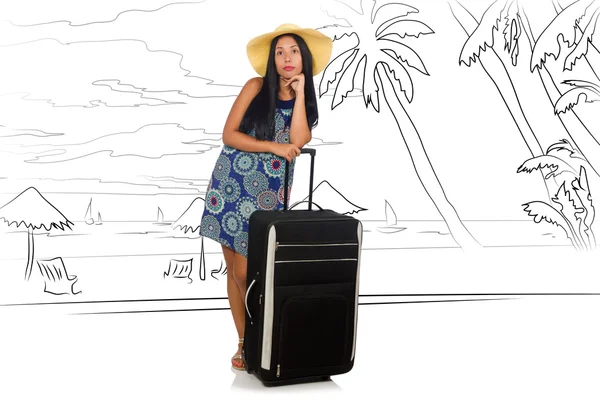 Junge Frau reist tropische Insel im Reisekonzept — Stockfoto