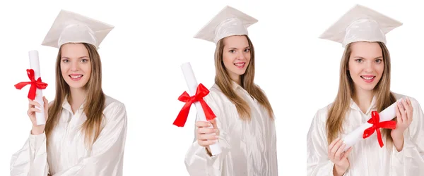 Студент жінки ізольовані на білому тлі — стокове фото