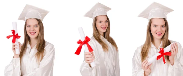 Donna studente isolato su sfondo bianco — Foto Stock