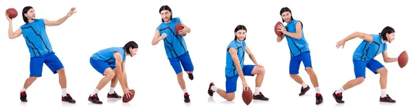 Young american football player on white — Stock Photo, Image