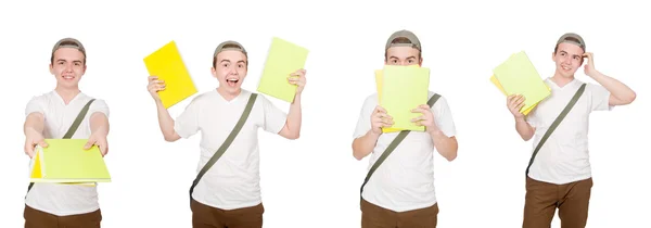 Jovem estudante isolado no fundo branco — Fotografia de Stock