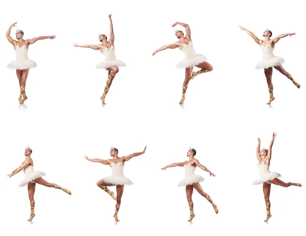 Man in ballet tutu isolated on white — Stock Photo, Image