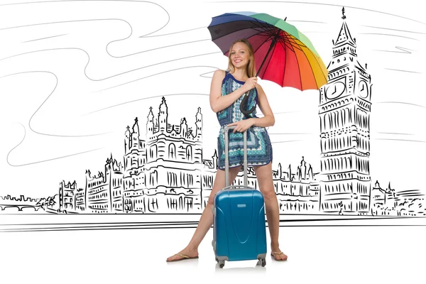 런던 영국에 여행 하는 젊은 여자 — 스톡 사진