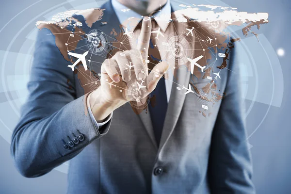 Businessman in air transportation concept — Stock Photo, Image