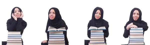 Junge muslimische Frau isoliert auf weiß — Stockfoto