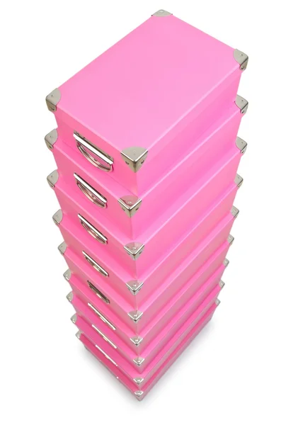 Ροζ giftboxes που απομονώνονται σε λευκό — Φωτογραφία Αρχείου