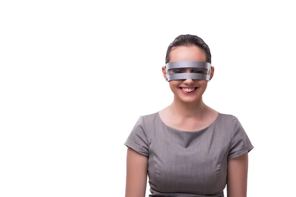 白い背景に分離されたテクノ サイバー女性 — ストック写真