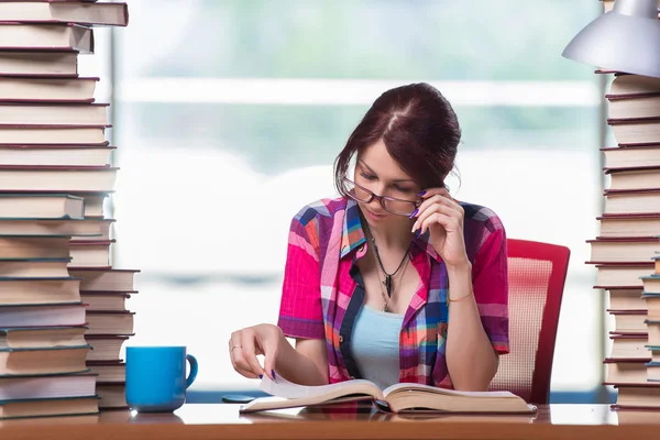 Young woman student preparing for college exams — Stock Photo, Image