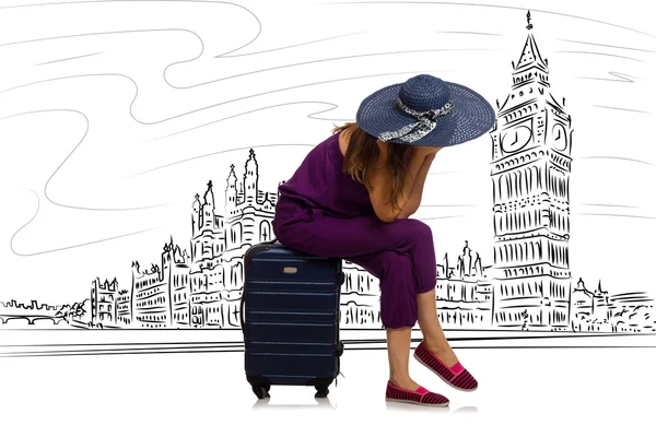 Νεαρή γυναίκα που ταξιδεύει στο Λονδίνο στο Ηνωμένο Βασίλειο — Φωτογραφία Αρχείου