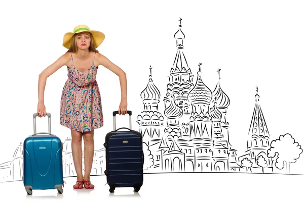 Chica joven en concepto de turismo a Rusia —  Fotos de Stock