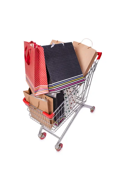 Shopping cart trolley isolated on the white background — Stock Photo, Image