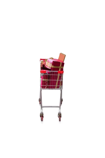 Shopping cart trolley isolated on the white background — Stock Photo, Image