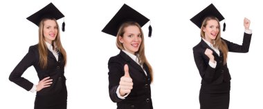 Beyaz arka planda izole kadın öğrenci