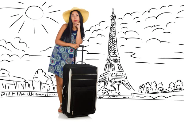 Jovem mulher viajando para Paris — Fotografia de Stock