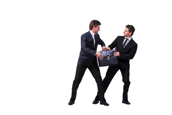 Δύο δίδυμοι επιχειρηματίες μαλώνουν απομονωμένοι στα λευκά. — Φωτογραφία Αρχείου