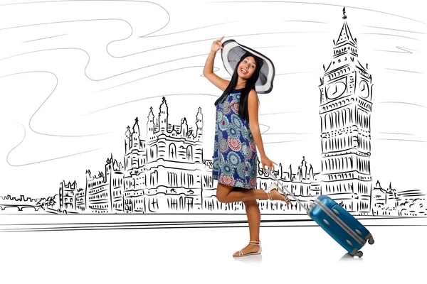 Giovane donna che viaggia a Londra nel Regno Unito — Foto Stock