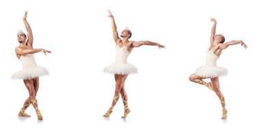 Beyaz bale etekli adam izole edilmiş.