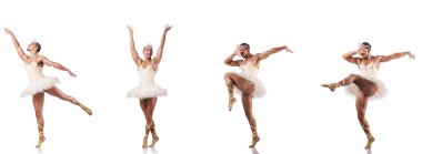 Beyaz bale etekli adam izole edilmiş.