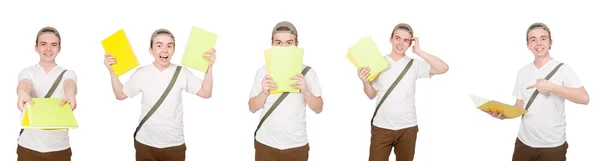 Jovem estudante isolado no fundo branco — Fotografia de Stock