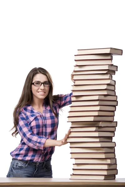 Jonge student voorbereiden op de examens van de college geïsoleerd op wit — Stockfoto