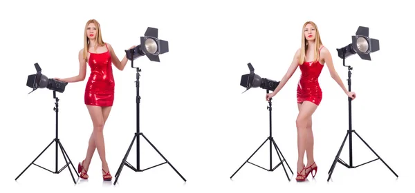 Young model during photoshoot in the studio — Stock Photo, Image