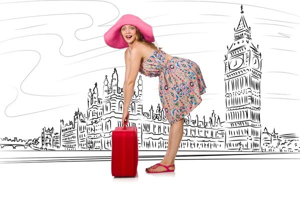 Young woman travelling to London in UK — Stock Photo, Image